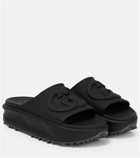 mule gucci caoutchouc|gucci slides women.